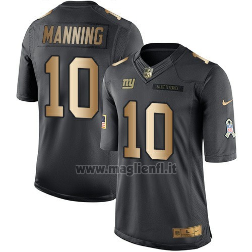 Maglia NFL Gold Anthracite New York Giants Manning Salute To Service 2016 Nero